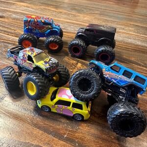 Monster Jam Trucks Lot 4 HotWheels 1:64 Firestorm HW Metro Jeep HWSF Abyss Mal